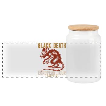 Black Death European Tour 1346 1353 Medieval - Panoramic Cookie Jar with Wooden Lid - white - Front