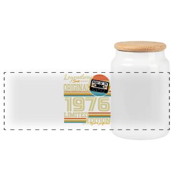 Cadeau d’anniversaire rétro vintage 1976 - Boîte à biscuits avec couvercle en bois - blanc - Devant