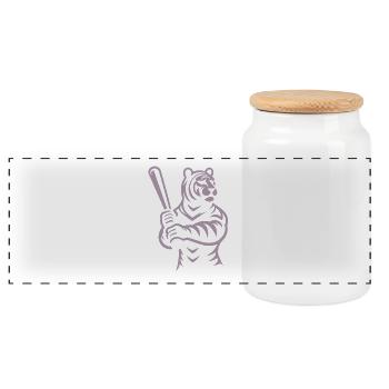 Silhouette minimaliste du joueur de baseball Tiger - Boîte à biscuits avec couvercle en bois - blanc - Devant