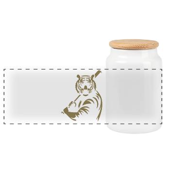 Silhouette minimaliste du joueur de baseball Tiger - Boîte à biscuits avec couvercle en bois - blanc - Devant