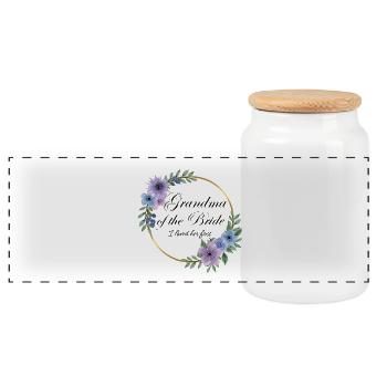 Grandma Of The Bride - Panoramic Cookie Jar with Wooden Lid - white - Front