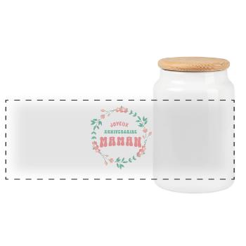 Joyeux anniversaire maman - Boîte à biscuits avec couvercle en bois - blanc - Devant