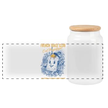Breakfast French Toast Club Cest Magnifique Brunch - Panoramic Cookie Jar with Wooden Lid - white - Front