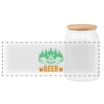 Hiking Mountain Trail Backpacking Outdoors Poaching - Panoramic Cookie Jar with Wooden Lid - white - Front