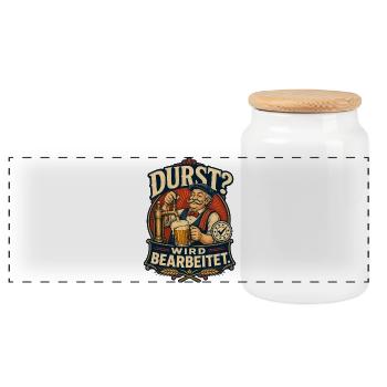 Durst Wird Bearbeitet Bier Shirt - Panorama Keksdose mit Holzdeckel - Weiß - Vorne