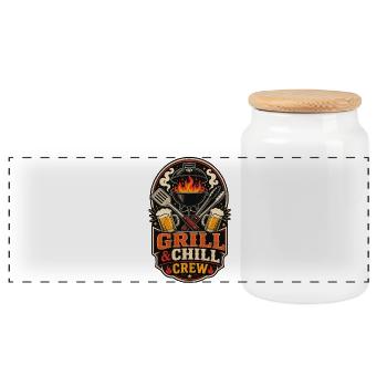 Grill & Chill Crew Shirt - Panoramic Cookie Jar with Wooden Lid - white - Front