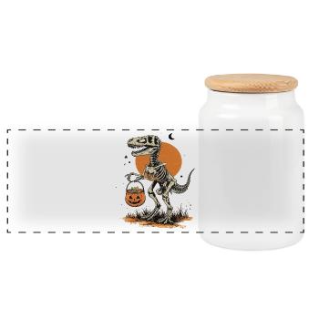 Halloween Dinosaur Skeleton Rex Meme Halloween - Boîte à biscuits avec couvercle en bois - blanc - Devant