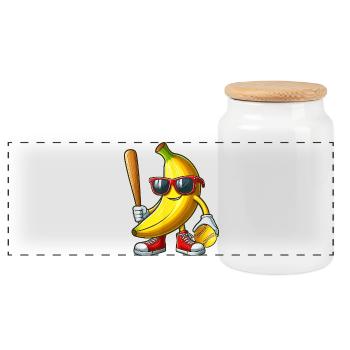 Lunettes de soleil banane jouant au softball - Boîte à biscuits avec couvercle en bois - blanc - Devant