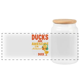 Funny Ducks Motif Ducks Lover Sayings - Panoramic Cookie Jar with Wooden Lid - white - Front