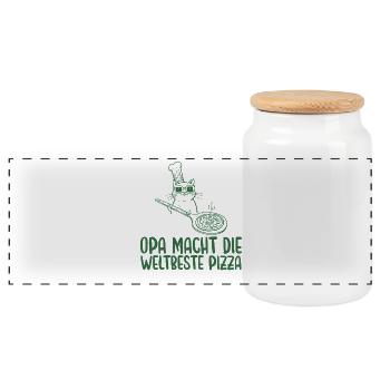 Opa macht die weltbeste Pizza Retro Katze - Panorama Keksdose mit Holzdeckel - Weiß - Vorne