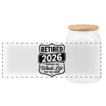 Retraité en 2026, j’ai travaillé toute ma vie pour cette chemise - Boîte à biscuits avec couvercle en bois - blanc - Devant