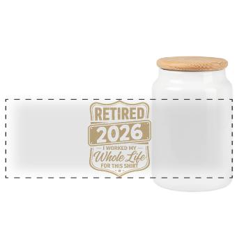 Retraité en 2026, j’ai travaillé toute ma vie pour cette chemise - Boîte à biscuits avec couvercle en bois - blanc - Devant