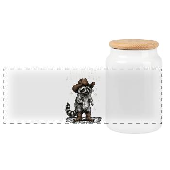 Off To Get A Little Silly - Panoramic Cookie Jar with Wooden Lid - white - Front