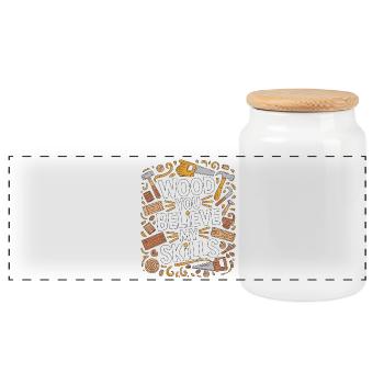 Cabinet Maker Wood You Believe My Furniture Maker - Panoramic Cookie Jar with Wooden Lid - white - Front