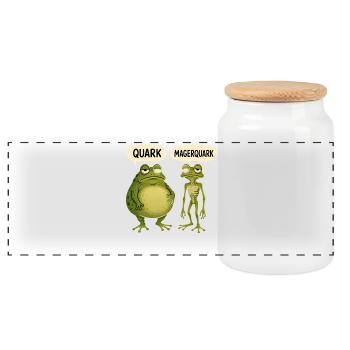 Quark Magerquark Lustige Frösche Für Froschfans - Panorama Keksdose mit Holzdeckel - Weiß - Vorne
