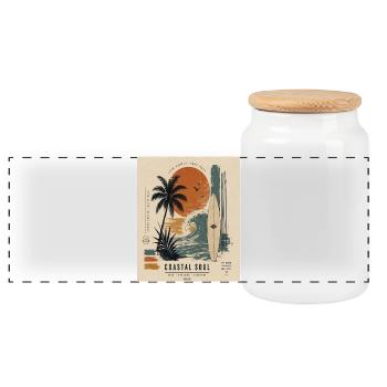 Coastal Soul Surf Poster - Panoramic Cookie Jar with Wooden Lid - white - Front