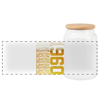LIMITED EDITION 1960 BEER 66TH BIRTHDAY - Panoramic Cookie Jar with Wooden Lid - white - Front