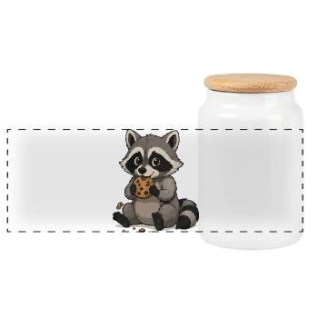 Raton laveur câlin avec biscuit - Boîte à biscuits avec couvercle en bois - blanc - Devant
