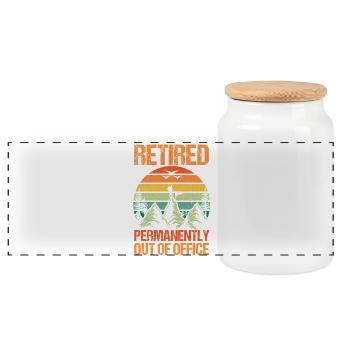 Hiking Mountain Trail Backpacking Outdoors Retired - Panoramic Cookie Jar with Wooden Lid - white - Front