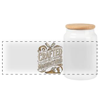 Cabinet Maker Crafted Not Manufactured Carpentry - Panoramic Cookie Jar with Wooden Lid - white - Front
