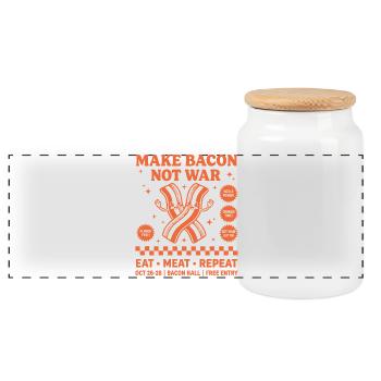 Breakfast Bacon Lovers Funny Brunch Coffee Food - Panoramic Cookie Jar with Wooden Lid - white - Front