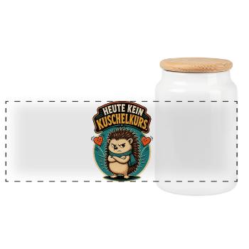Igel Kein Kuschelkurs Shirt - Panorama Keksdose mit Holzdeckel - Weiß - Vorne