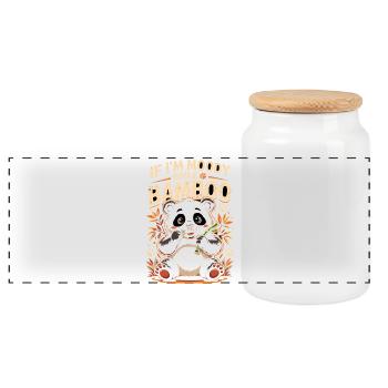 If Im Moody Givee Bamboo Funny Panda Saying - Panoramic Cookie Jar with Wooden Lid - white - Front
