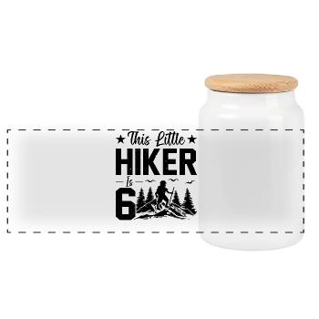 Hiking Kids 6th Birthday Mountain Hiking Kids - Panorama Keksdose mit Holzdeckel - Weiß - Vorne