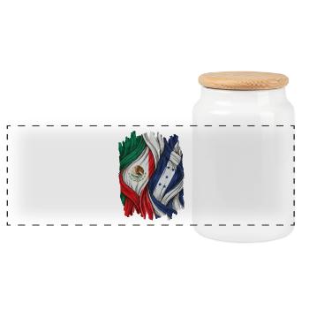 Proud of the flags of Mexico and Honduras - Panoramic Cookie Jar with Wooden Lid - white - Front