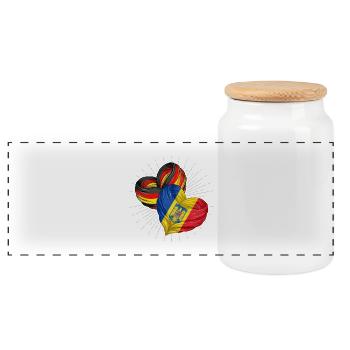 Amitié entre l’Allemagne et la Roumanie - Boîte à biscuits avec couvercle en bois - blanc - Devant