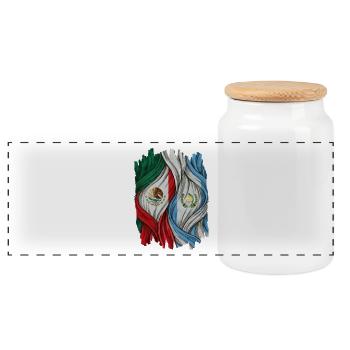 Fiers des drapeaux du Mexique et du Guatemala - Boîte à biscuits avec couvercle en bois - blanc - Devant