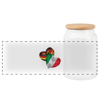 Friendship between the flags of Germany - Panoramic Cookie Jar with Wooden Lid - white - Front