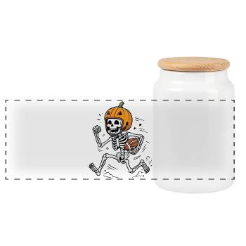 Halloween, America Football, Skeleton - Boîte à biscuits avec couvercle en bois - blanc - Devant