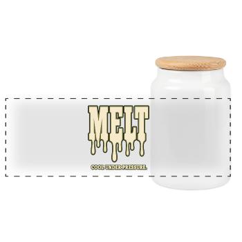 MELT – Cool Under Pressure | Humor about Stress - Panoramic Cookie Jar with Wooden Lid - white - Front
