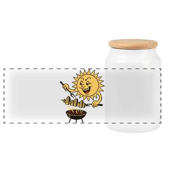 Soleil Grilleur Citadin canicule  - Boîte à biscuits avec couvercle en bois - blanc - Devant