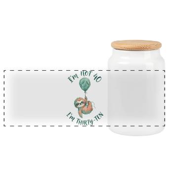 I'm not 40, it's my 30th birthday - Panoramic Cookie Jar with Wooden Lid - white - Front