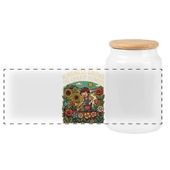 Kindness makes the coolest flowers grow - Panoramic Cookie Jar with Wooden Lid - white - Front