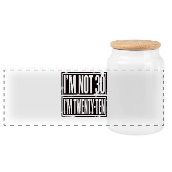 I'm not 30 I'm 20 ten birthday - Panoramic Cookie Jar with Wooden Lid - white - Front