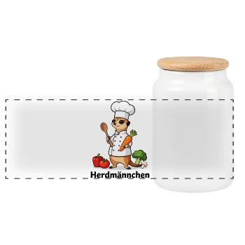 Herdmännchen Koch Gastronomie Lustig Gastro - Panorama Keksdose mit Holzdeckel - Weiß - Vorne