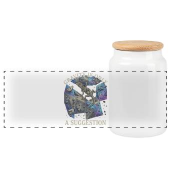 Boulderer gravity is just a suggestion - Panoramic Cookie Jar with Wooden Lid - white - Front