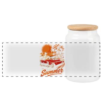 Été Vintage Cabriolet et Surf - Boîte à biscuits avec couvercle en bois - blanc - Devant