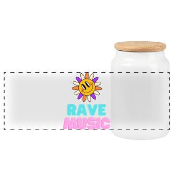 Sunshine Rave Music Néon Design - Boîte à biscuits avec couvercle en bois - blanc - Devant