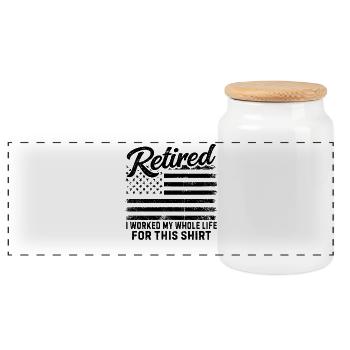 à la retraite, j’ai travaillé toute ma vie pour ce t-shirt - Boîte à biscuits avec couvercle en bois - blanc - Devant