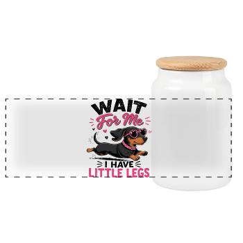 Wait for me: Small bones dog - Panoramic Cookie Jar with Wooden Lid - white - Front