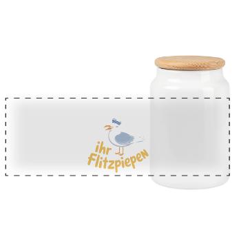 Moin Ihr Flitzpiepen Norddeutsch Hamburg Büro Moin - Panorama Keksdose mit Holzdeckel - Weiß - Vorne