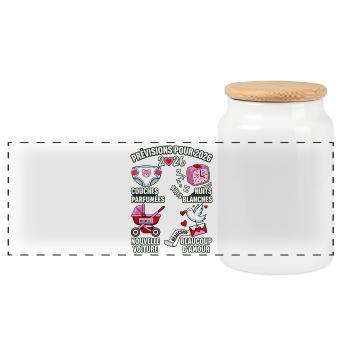 Prévisions 2026 Annonce Grossesse Humour - Boîte à biscuits avec couvercle en bois - blanc - Devant