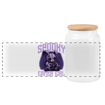 Pastel Goth Soft Goth Gaming Gamer - Panoramic Cookie Jar with Wooden Lid - white - Front