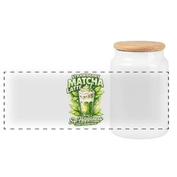 Latte Matcha à la Fraise Bliss - Boîte à biscuits avec couvercle en bois - blanc - Devant