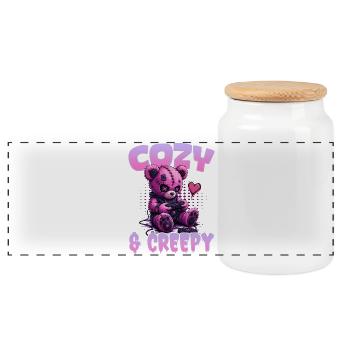 Pastel Goth Soft Goth Gaming Gamer - Panoramic Cookie Jar with Wooden Lid - white - Front