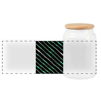Neon Zigzag Stripe Pattern - Panoramic Cookie Jar with Wooden Lid - white - Front